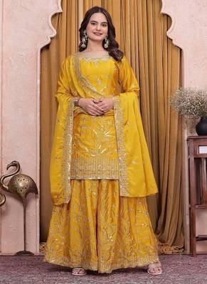 Designer sharara suit with sequence and embroidered work 1