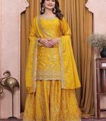 Designer sharara suit with sequence and embroidered work