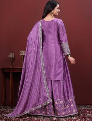 Designer sharara suit with sequence and embroidered work 4