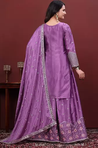 Designer sharara suit with sequence and embroidered work