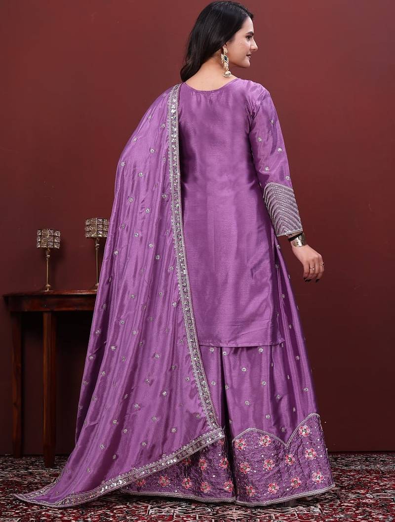 Designer sharara suit with sequence and embroidered work