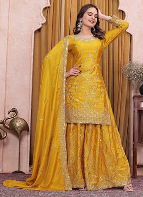 Designer sharara suit with sequence and embroidered work 2