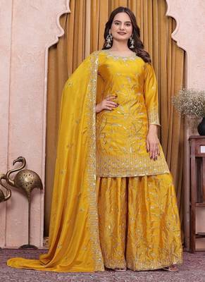 Designer sharara suit with sequence and embroidered work 3