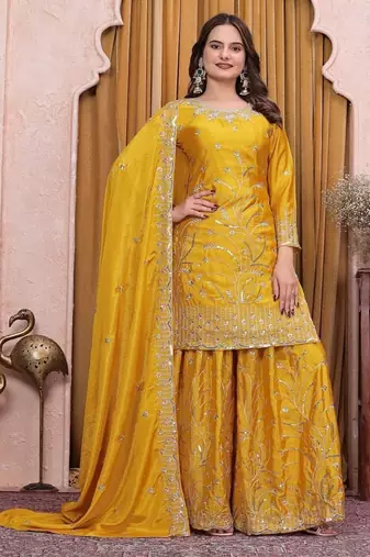 Designer sharara suit with sequence and embroidered work