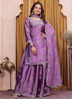 Designer sharara suit with sequence and embroidered work 1