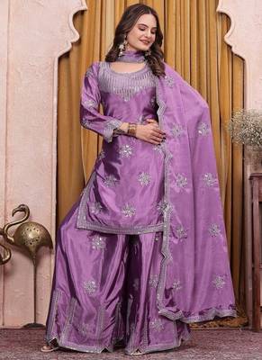 Designer sharara suit with sequence and embroidered work 2
