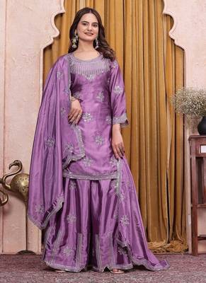 Designer sharara suit with sequence and embroidered work 3