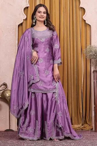 Designer sharara suit with sequence and embroidered work