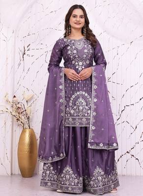 Designer sharara suit with sequence and embroidered work 1