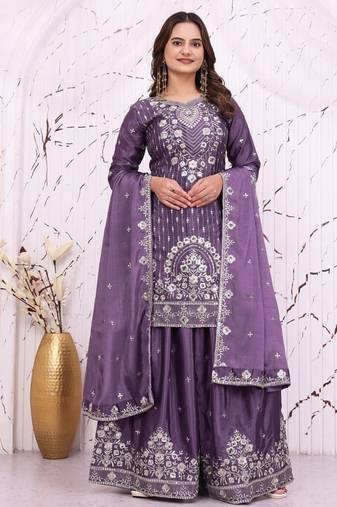 Designer sharara suit with sequence and embroidered work