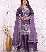 Designer sharara suit with sequence and embroidered work
