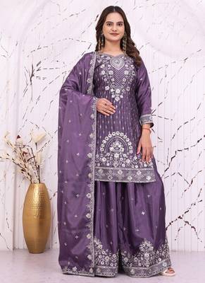 Designer sharara suit with sequence and embroidered work 2