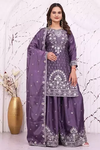 Designer sharara suit with sequence and embroidered work