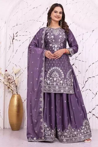 Designer sharara suit with sequence and embroidered work