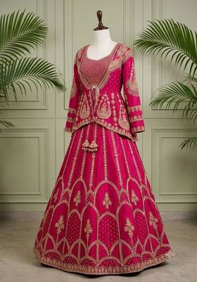 rani pink silk blend embroidered traditional lehenga choli upto 44 1