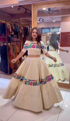 off white cotton poly embroidered traditional lehenga choli upto 44 2