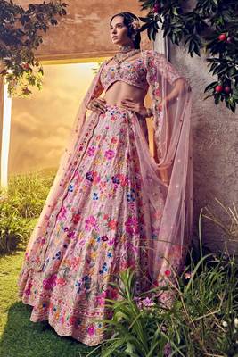 pink faux georgette embroidered traditional lehenga choli 2