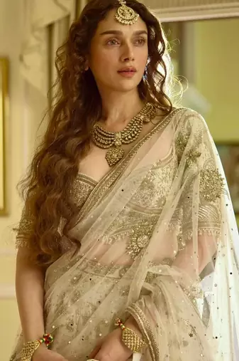beige silk blend embroidered traditional lehenga choli