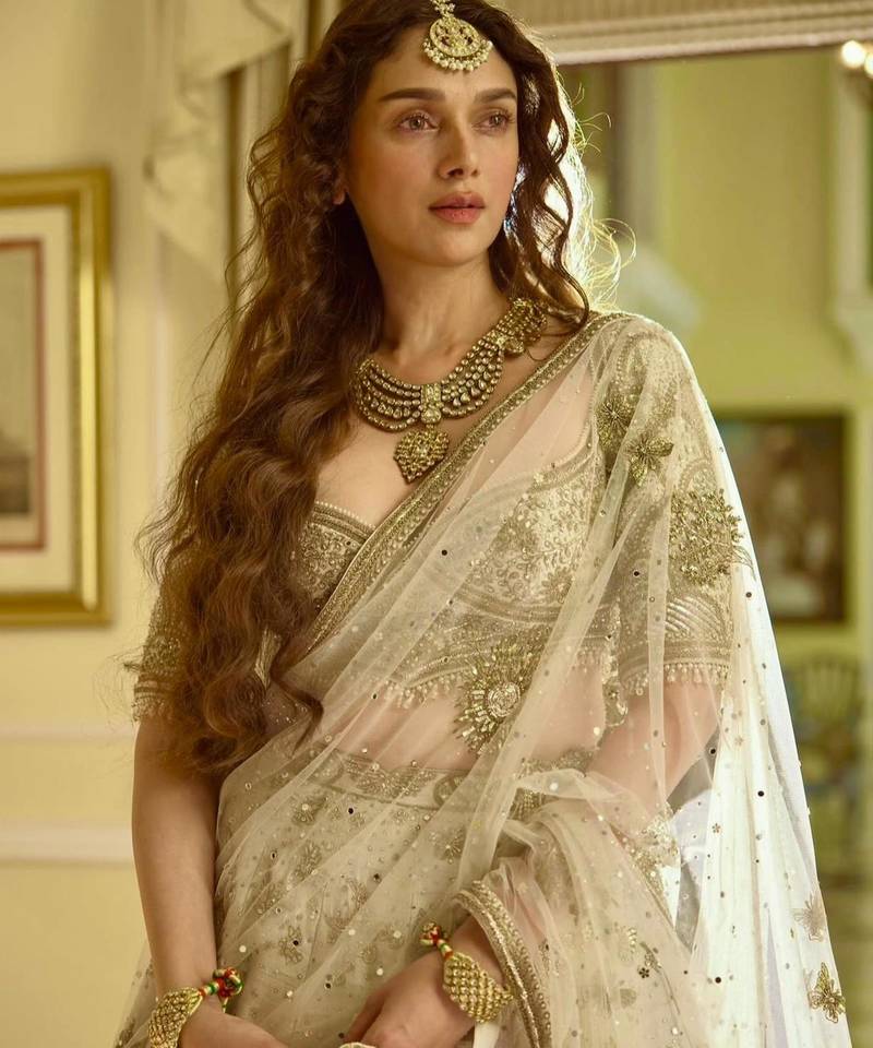beige silk blend embroidered traditional lehenga choli