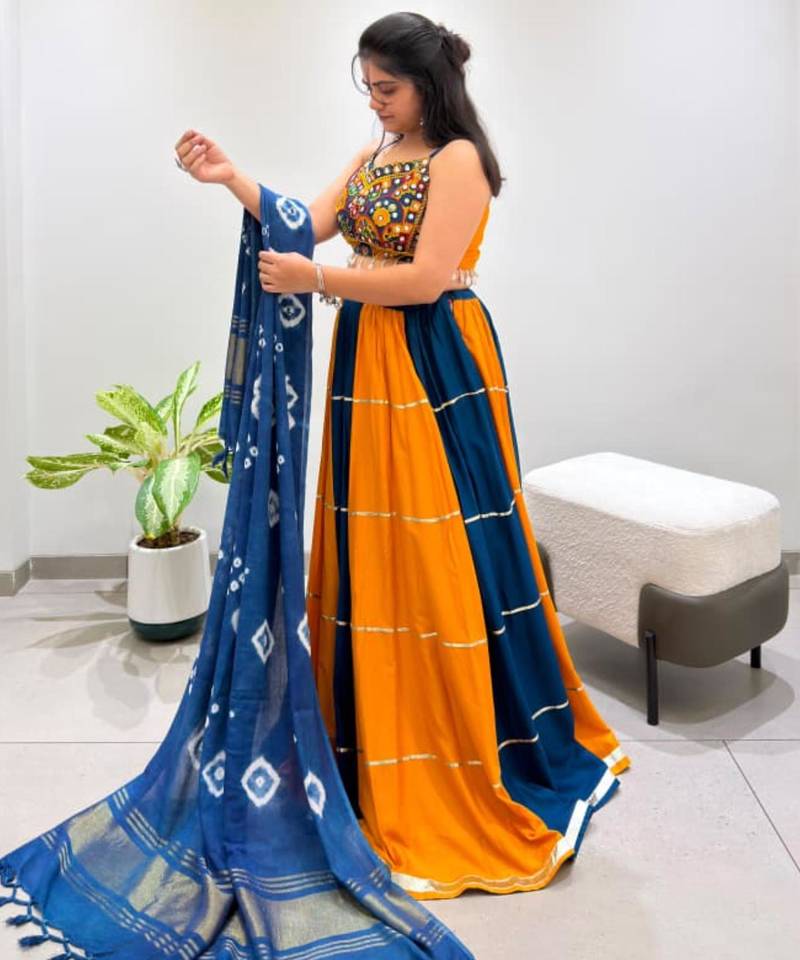 multicolor rayon embroidered traditional lehenga choli upto 42