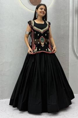 black cotton poly plain traditional lehenga choli upto 44 1