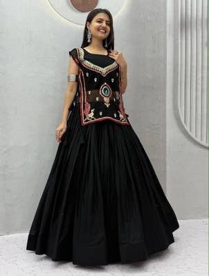 black cotton poly plain traditional lehenga choli upto 44 2