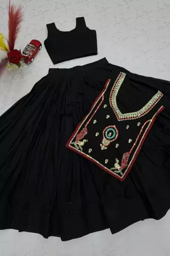 black cotton poly plain traditional lehenga choli upto 44