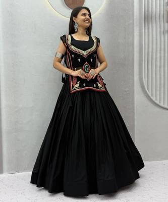 black cotton poly plain traditional lehenga choli upto 44 4