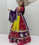 multicolor faux georgette embroidered traditional lehenga choli upto 44