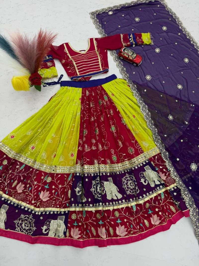 multicolor faux georgette embroidered traditional lehenga choli upto 44