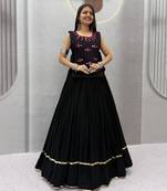 black cotton poly plain traditional lehenga choli upto 44
