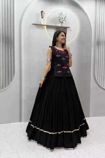 black cotton poly plain traditional lehenga choli upto 44