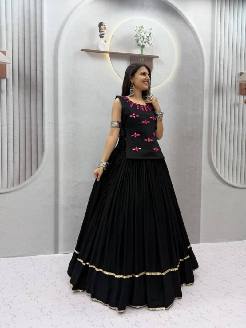 black cotton poly plain traditional lehenga choli upto 44