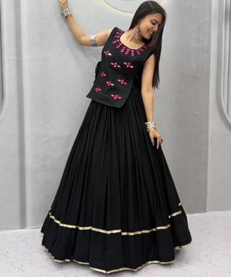 black cotton poly plain traditional lehenga choli upto 44 4
