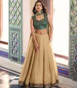 gold silk blend plain traditional lehenga choli