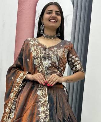 grey silk blend embroidered traditional lehenga choli upto 44 1