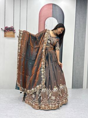 grey silk blend embroidered traditional lehenga choli upto 44 3