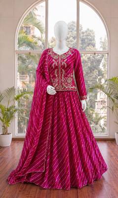 rani pink georgette printed traditional lehenga choli upto 44 1