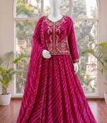 rani pink georgette printed traditional lehenga choli upto 44
