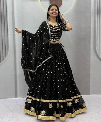 black georgette embroidered traditional lehenga choli upto 44 1