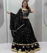 black georgette embroidered traditional lehenga choli upto 44