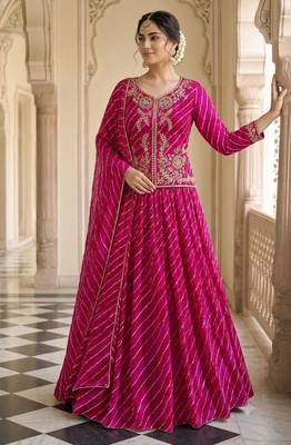 rani pink georgette printed traditional lehenga choli upto 44 3