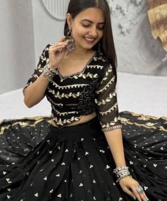black georgette embroidered traditional lehenga choli upto 44 2