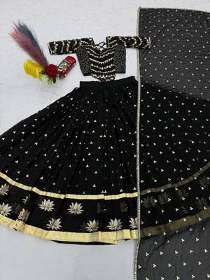 black georgette embroidered traditional lehenga choli upto 44 3