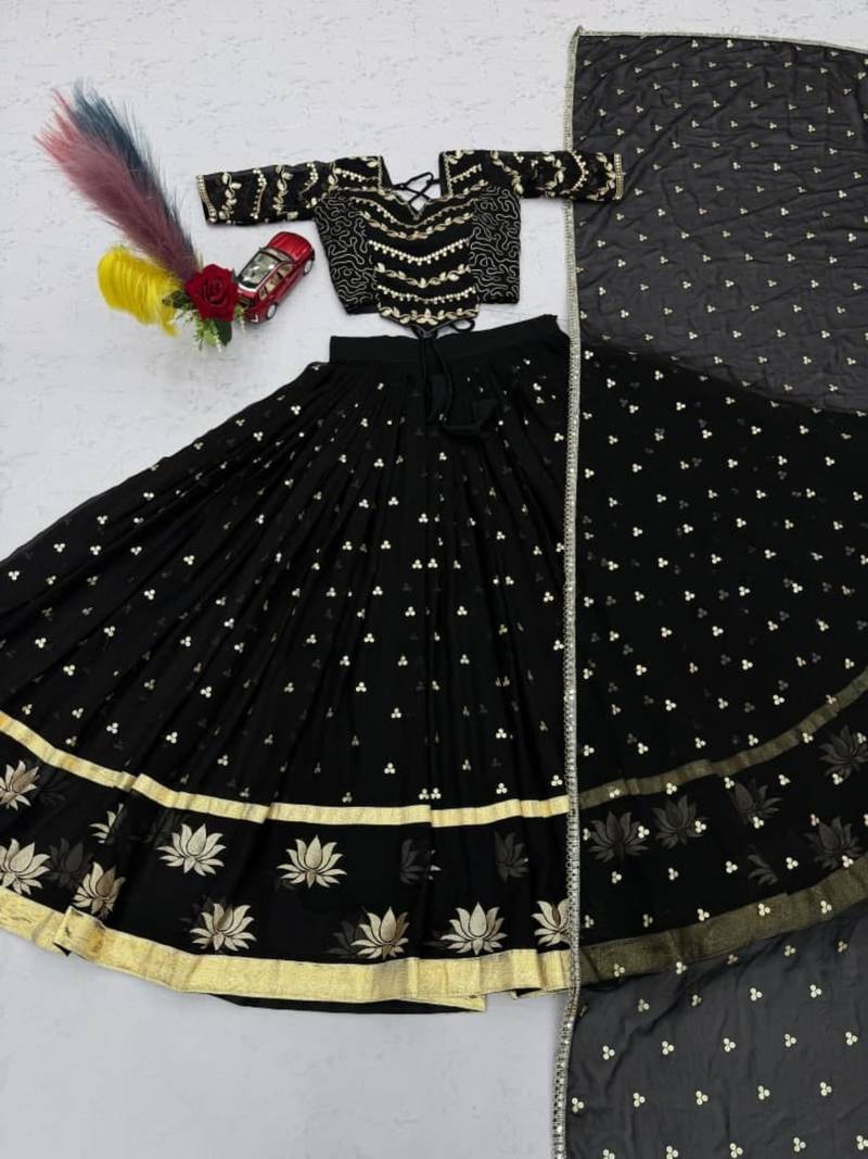black georgette embroidered traditional lehenga choli upto 44