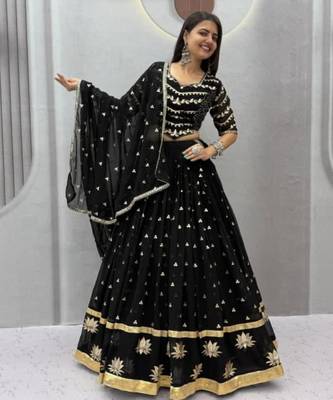 black georgette embroidered traditional lehenga choli upto 44 4
