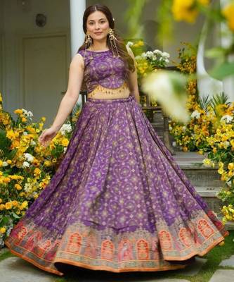 purple silk blend printed traditional lehenga choli upto 42 3
