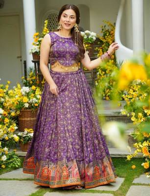purple silk blend printed traditional lehenga choli upto 42 4
