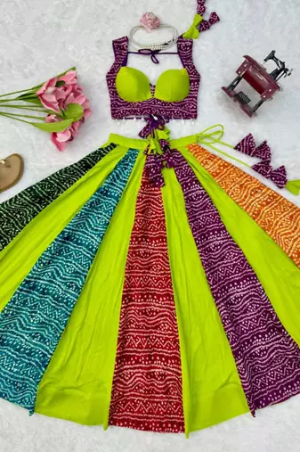 multicolor cotton poly printed traditional lehenga choli upto 44