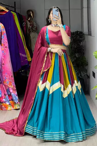 multicolor silk blend embroidered traditional lehenga choli upto 42